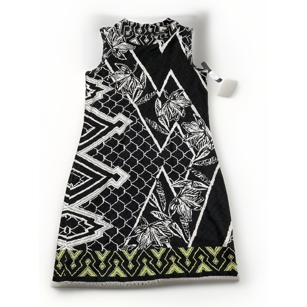 Nic & Zoe Sweater Dress Sleeveless Mock Neck Artsy Boho Tribal Geometric Size PM